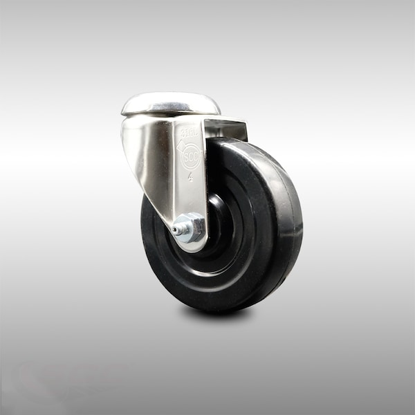 4 Inch 316SS Soft Rubber Wheel Swivel Bolt Hole Caster